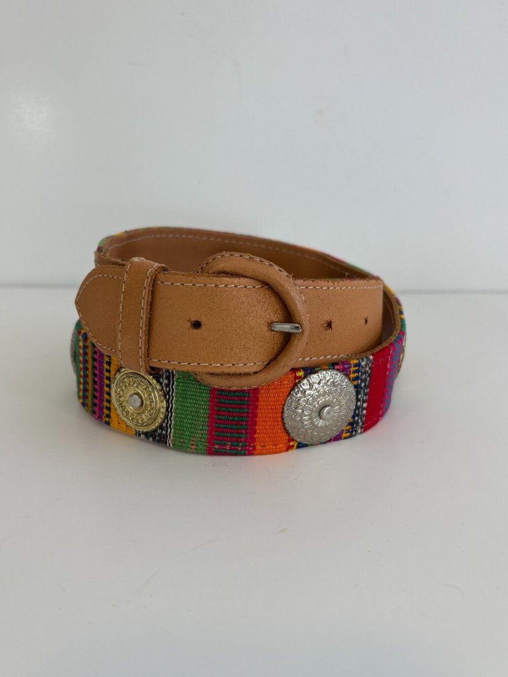 Multicolor Leather Belt Medallions Size Medium